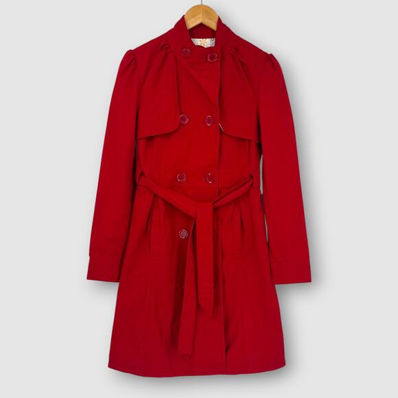 Tulle Los Angeles Red Double Breasted Trench Coat Women’s Medium - Picture 1 of 7